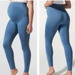 BLANQI Everyday Maternity Belly Support Leggings In Oil Blue Size Large Stretchy